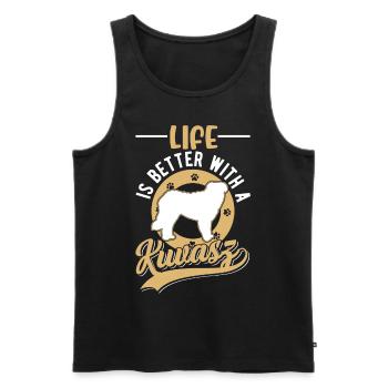 Feasting is better with Kuvasz - Men's Premium Organic Tank Top - black - Front - AI Model Male 178 light (178cm)