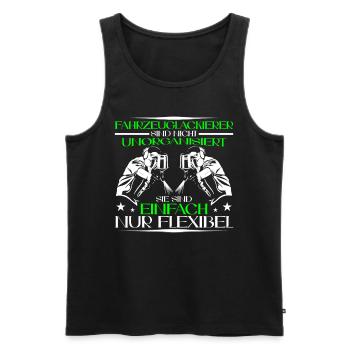 Vehicle painters are flexible painters - Men's Premium Organic Tank Top - black - Front - AI Model Male 178 light (178cm)