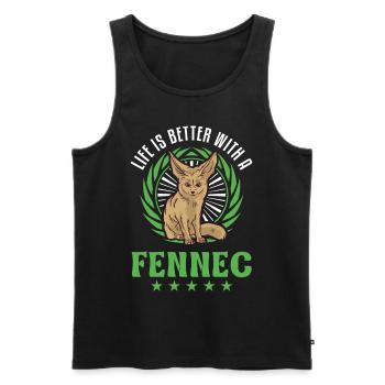 La vie est meilleure avec un fennec - Débardeur bio Premium Homme - noir - Devant - Michal (187cm)