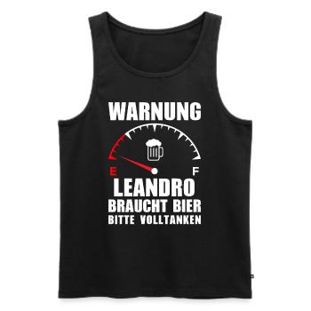 Leandro braucht Bier Bitte volltanken - Männer Premium Bio Tank Top - Schwarz - Vorne - Michal (187cm)