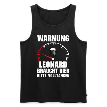 Leonard braucht Bier Bitte volltanken - Männer Premium Bio Tank Top - Schwarz - Vorne - Michal (187cm)