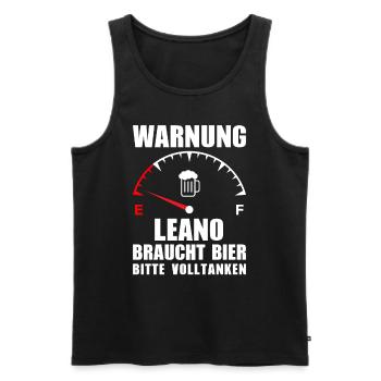 Leano braucht Bier Bitte volltanken - Männer Premium Bio Tank Top - Schwarz - Vorne - Michal (187cm)