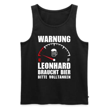 Leonhard braucht Bier Bitte volltanken - Männer Premium Bio Tank Top - Schwarz - Vorne - Michal (187cm)