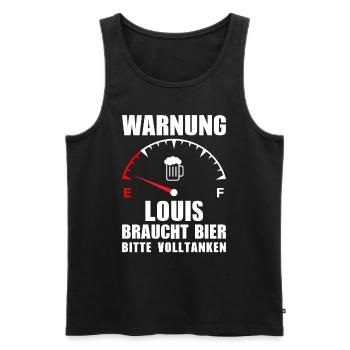 Louis braucht Bier Bitte volltanken - Männer Premium Bio Tank Top - Schwarz - Vorne - Michal (187cm)