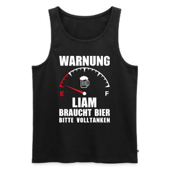Liam braucht Bier Bitte volltanken - Männer Premium Bio Tank Top - Schwarz - Vorne - Michal (187cm)