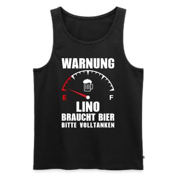 Lino braucht Bier Bitte volltanken - Männer Premium Bio Tank Top - Schwarz - Vorne - Michal (187cm)