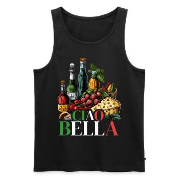 Ciao Bella - Men's Premium Organic Tank Top - black - Front - AI Model Male 178 light (178cm)