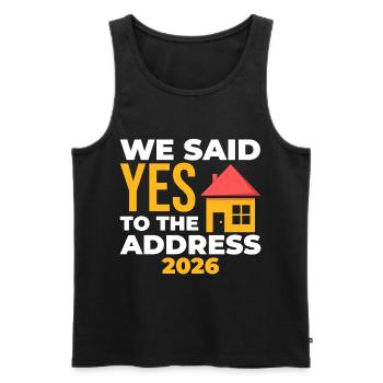 Nous avons dit oui à l’adresse 2026 - Débardeur bio Premium Homme - noir - Devant - AI Model Male 178 light (178cm)