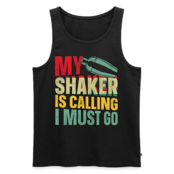 Bartender Mixologist My Shaker Is - Men's Premium Organic Tank Top - black - Front - Michal (187cm)