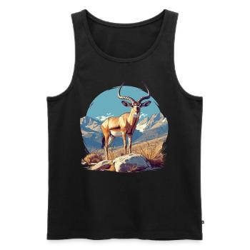 Antilope antilope antilope ouverte - Débardeur bio Premium Homme - noir - Devant - AI Model Male 178 light (178cm)
