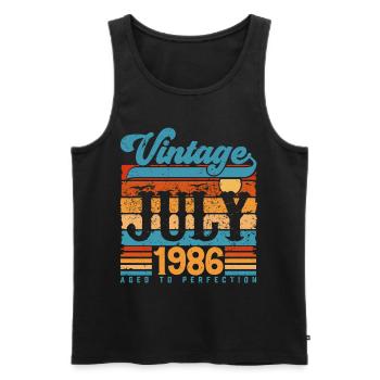 July 1986, July 1986 Birthday Gift. - Men's Premium Organic Tank Top - black - Front - Michal (187cm)