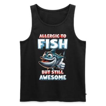 Allergie au poisson Allergique au poisson mais toujours génial - Débardeur bio Premium Homme - noir - Devant - AI Model Male 178 light (178cm)