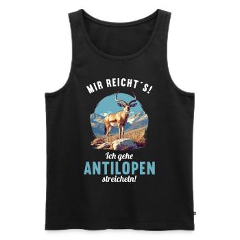 Antilope antilope antilope ouverte - Débardeur bio Premium Homme - noir - Devant - AI Model Male 178 light (178cm)