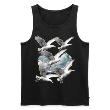 Mouettes Mer Mer Mer Océan Côte Oiseaux Marins - Débardeur bio Premium Homme - noir - Devant - Michal (187cm)