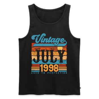 July 1998, July 1998 Birthday Gift. - Men's Premium Organic Tank Top - black - Front - AI Model Male 178 light (178cm)