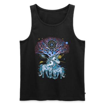 Einhörner Einhorn Schamane Natur Wald indianisch - Männer Premium Bio Tank Top - Schwarz - Vorne - Michal (187cm)