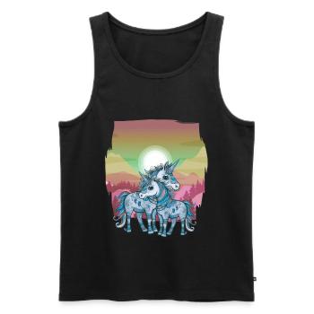 Einhörner Einhorn Schamane Natur Wald indianisch - Männer Premium Bio Tank Top - Schwarz - Vorne - Michal (187cm)