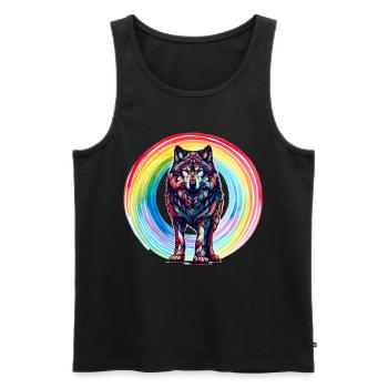 Wolf Wolves Rainbow - Men's Premium Organic Tank Top - black - Front - Michal (187cm)