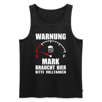 Mark braucht Bier Bitte volltanken - Männer Premium Bio Tank Top - Schwarz - Vorne - AI Model Male 178 light (178cm)