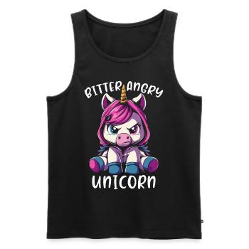 Licorne en colère amère - Débardeur bio Premium Homme - noir - Devant - AI Model Male 178 light (178cm)