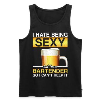 Barman Mixologue Je déteste être - Débardeur bio Premium Homme - noir - Devant - Michal (187cm)