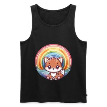 Fuchs Füchse Kinder Kind - Männer Premium Bio Tank Top - Schwarz - Vorne - AI Model Male 178 light (178cm)