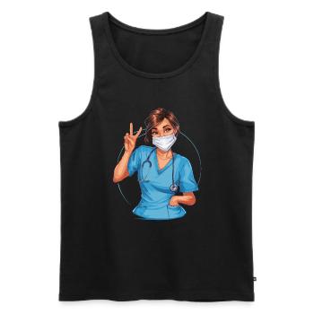 Lustige Krankenschwester mit Humor - Männer Premium Bio Tank Top - Schwarz - Vorne - Michal (187cm)