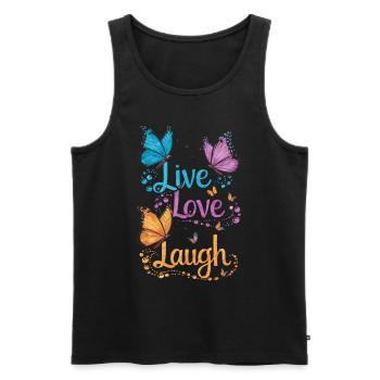 Inspirierender Live Love Laugh Schmetterling - Männer Premium Bio Tank Top - Schwarz - Vorne - Michal (187cm)