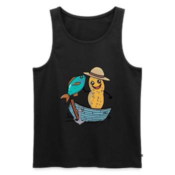 Erdnuss Angler Fisch Fischer Fische angeln Boot - Männer Premium Bio Tank Top - Schwarz - Vorne - Michal (187cm)