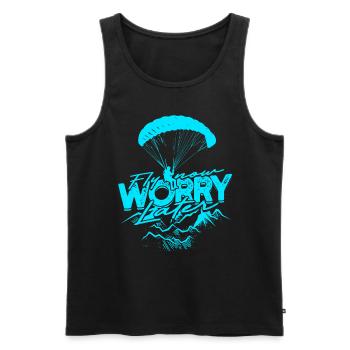 Paragliding Paraglider Gleiter Fly Now Worry Later - Männer Premium Bio Tank Top - Schwarz - Vorne - Michal (187cm)