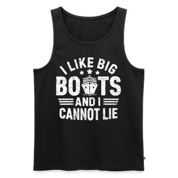 I Like Big Boats and I Cannot Lie - Männer Premium Bio Tank Top - Schwarz - Vorne - Michal (187cm)