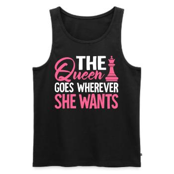 Lustiger Schachspieler Schachfigur Dame geht wohin - Männer Premium Bio Tank Top - Schwarz - Vorne - AI Model Male 178 light (178cm)