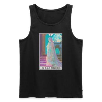 Carte de tarot La Grande Prêtresse La Grande Prêtresse - Débardeur bio Premium Homme - noir - Devant - Michal (187cm)