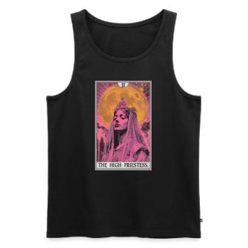 Carte de tarot La Grande Prêtresse La Grande Prêtresse - Débardeur bio Premium Homme - noir - Devant - Michal (187cm)