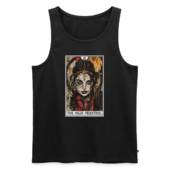 Carte de tarot La Grande Prêtresse La Grande Prêtresse - Débardeur bio Premium Homme - noir - Devant - Michal (187cm)