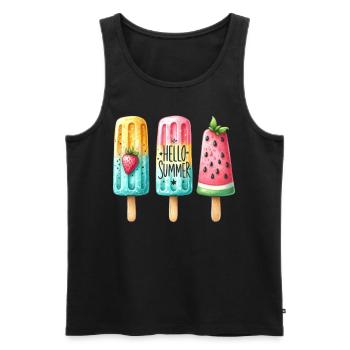 Hello Summer. Happy Popsicle Design, Ice Cream, - Men's Premium Organic Tank Top - black - Front - AI Model Male 178 light (178cm)