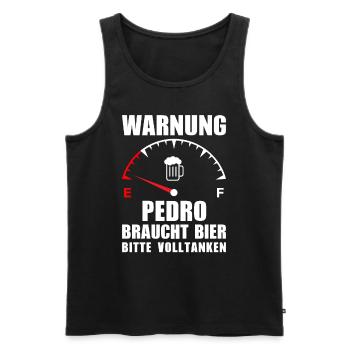 Pedro braucht Bier Bitte volltanken - Männer Premium Bio Tank Top - Schwarz - Vorne - Michal (187cm)