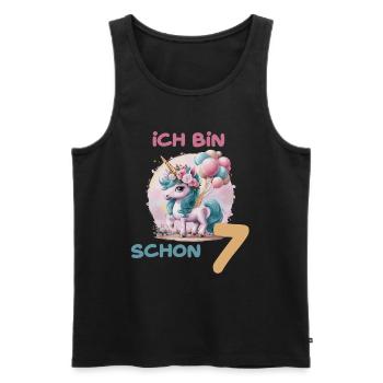 Magisches Einhorn Ballon 7 Geburtstag Vierter - Männer Premium Bio Tank Top - Schwarz - Vorne - AI Model Male 178 light (178cm)