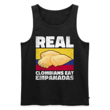 Empanada Dumpling Espagnol Mexicain - Débardeur bio Premium Homme - noir - Devant - AI Model Male 178 light (178cm)