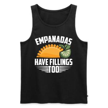 Empanada Dumpling Espagnole Mexicaine - Débardeur bio Premium Homme - noir - Devant - AI Model Male 178 light (178cm)