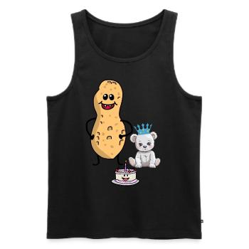 Cacahuète Ours en peluche Gâteau d’anniversaire Féliciter l’enfant - Débardeur bio Premium Homme - noir - Devant - Michal (187cm)