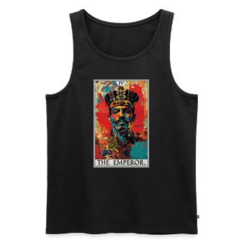 Carte de tarot L’Empereur Le Souverain - Débardeur bio Premium Homme - noir - Devant - AI Model Male 178 light (178cm)