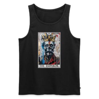 Carte de tarot L’Empereur Le Souverain - Débardeur bio Premium Homme - noir - Devant - AI Model Male 178 light (178cm)
