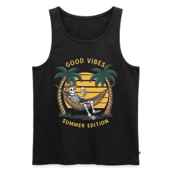 Skeleton in the hammockBeach vacation - Men's Premium Organic Tank Top - black - Front - Michal (187cm)