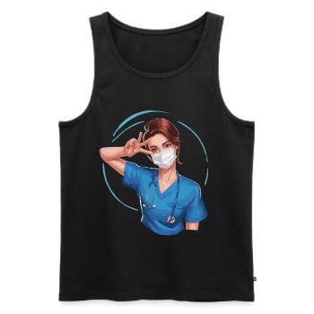 Lustige Krankenschwester mit Humor - Männer Premium Bio Tank Top - Schwarz - Vorne - Michal (187cm)