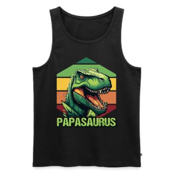 Papa Père Dino Dinosaure Papasaurus - Débardeur bio Premium Homme - noir - Devant - Michal (187cm)