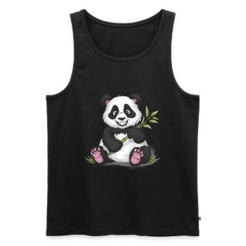 Niedlicher Panda Bambus Wald Tier Tierwelt - Männer Premium Bio Tank Top - Schwarz - Vorne - Michal (187cm)