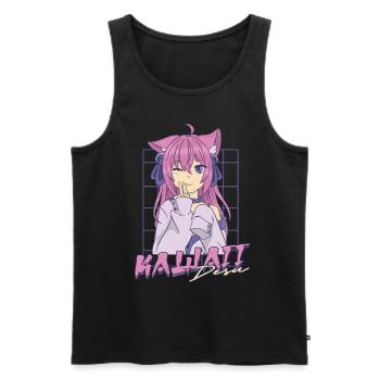 Anime Kawaii Desu - Männer Premium Bio Tank Top - Schwarz - Vorne - Michal (187cm)