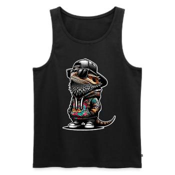 Bartagame Bartagamen Bearded Dragon - Men's Premium Organic Tank Top - black - Front - AI Model Male 178 light (178cm)
