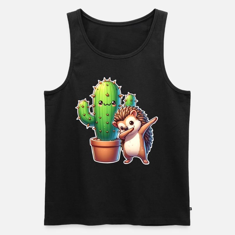 Igel Kaktus - Männer Premium Bio Tank Top - Schwarz